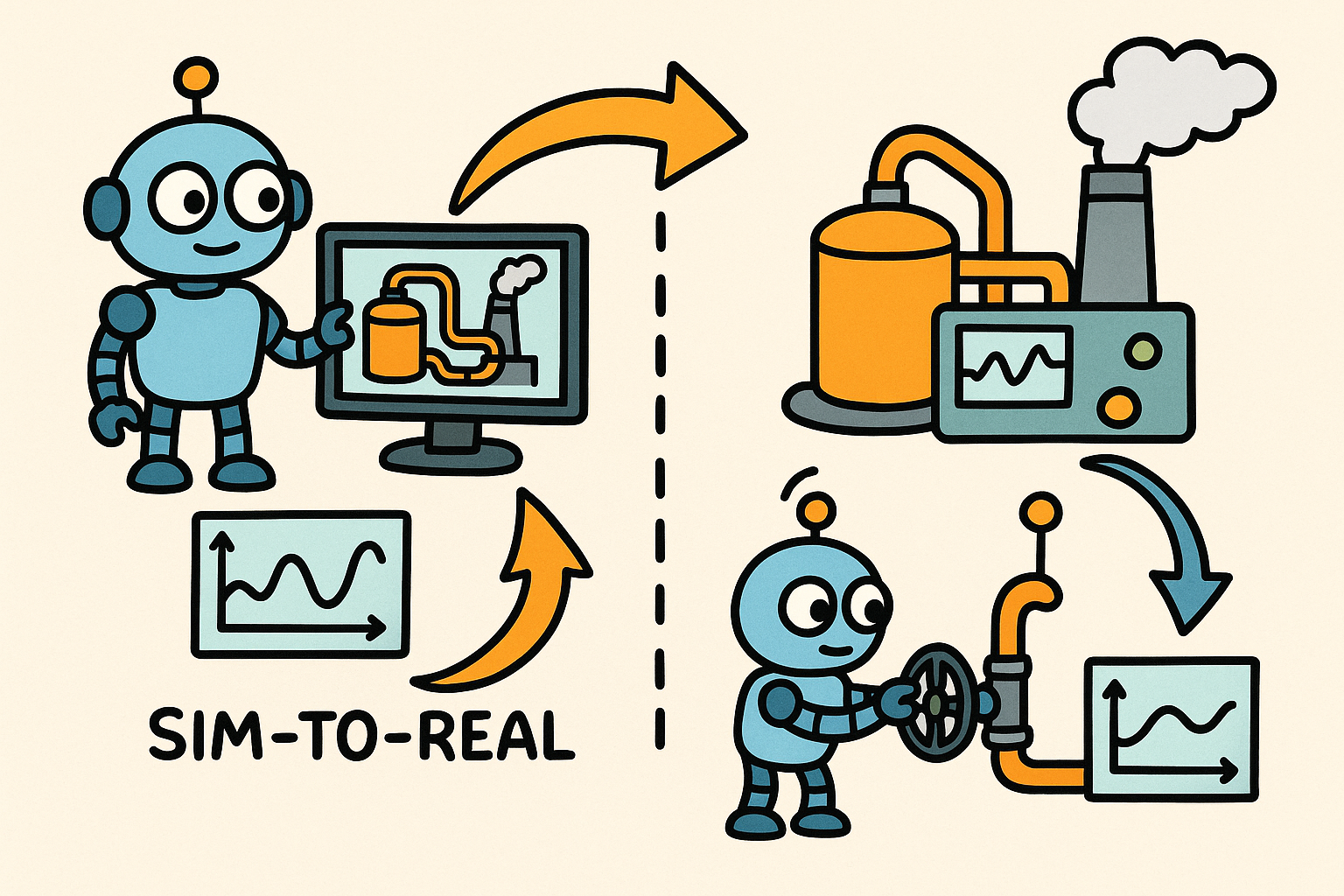 Sim-to-Real Transfer for Closed-Loop Process Calibration and Control