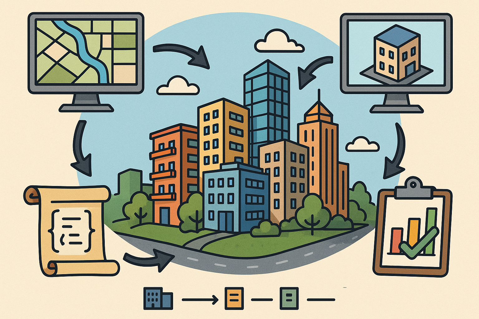 Procedural City Architecture: GIS/BIM Fusion, Rules-as-Code and KPI-Driven Generation