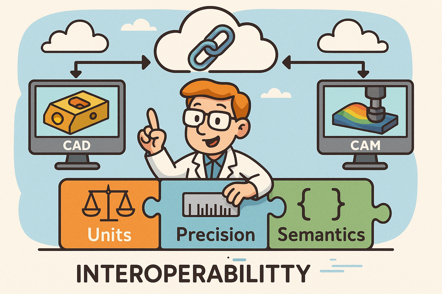 Deterministic Interoperability: Units, Precision, and Semantics for Governed CAD/CAE/CAM Pipelines