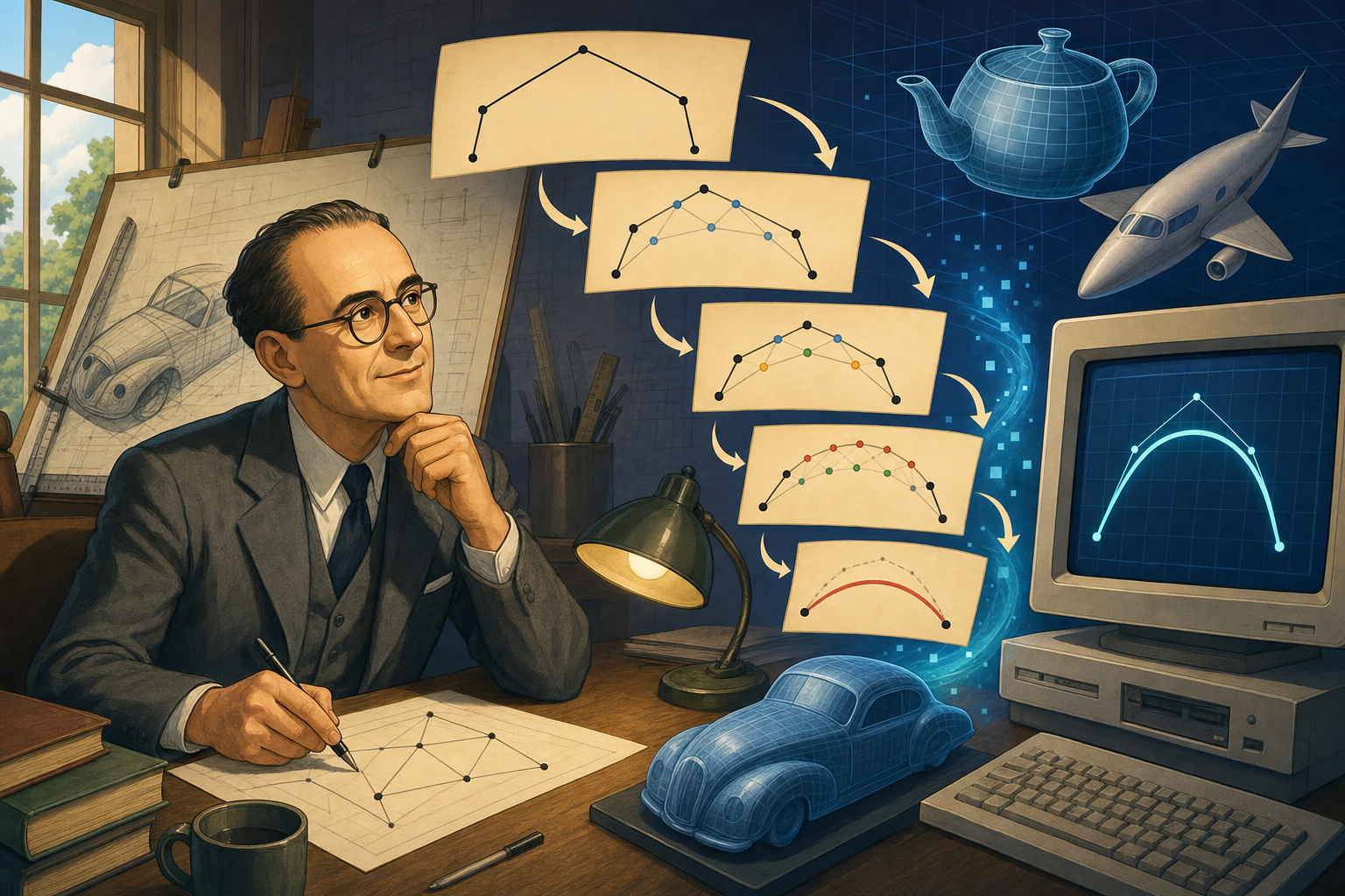 Design Software History: Paul de Casteljau and the Birth of Computational Curve Modeling