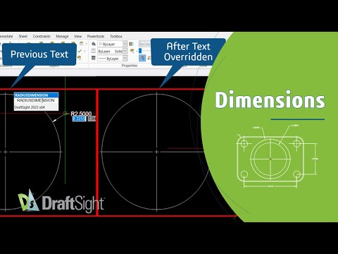 Create Radius Dimension for a Circle with Dimension Text Override Using Command Window