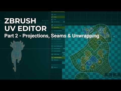 Getting Started with ZBrush Desktop - UV Editor Part 2 - Projections, Seams and Unwrapping