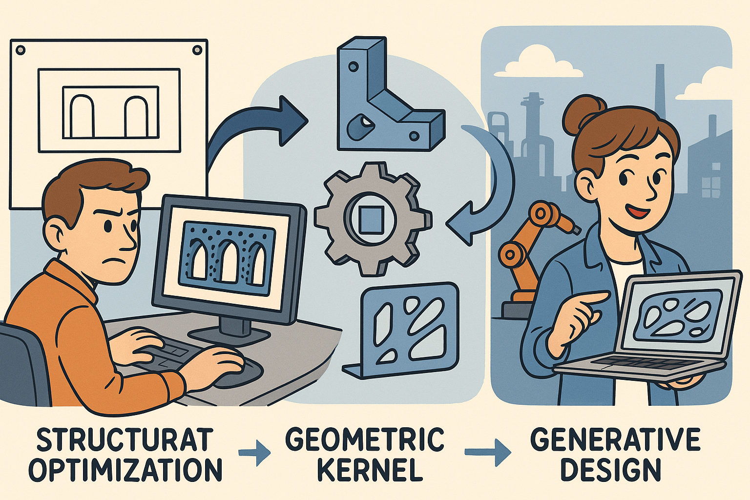 Design Software History: From Structural Optimization to Generative Design: The Evolution of Topology Optimization, Geometry Kernels, and Industrial Workflows