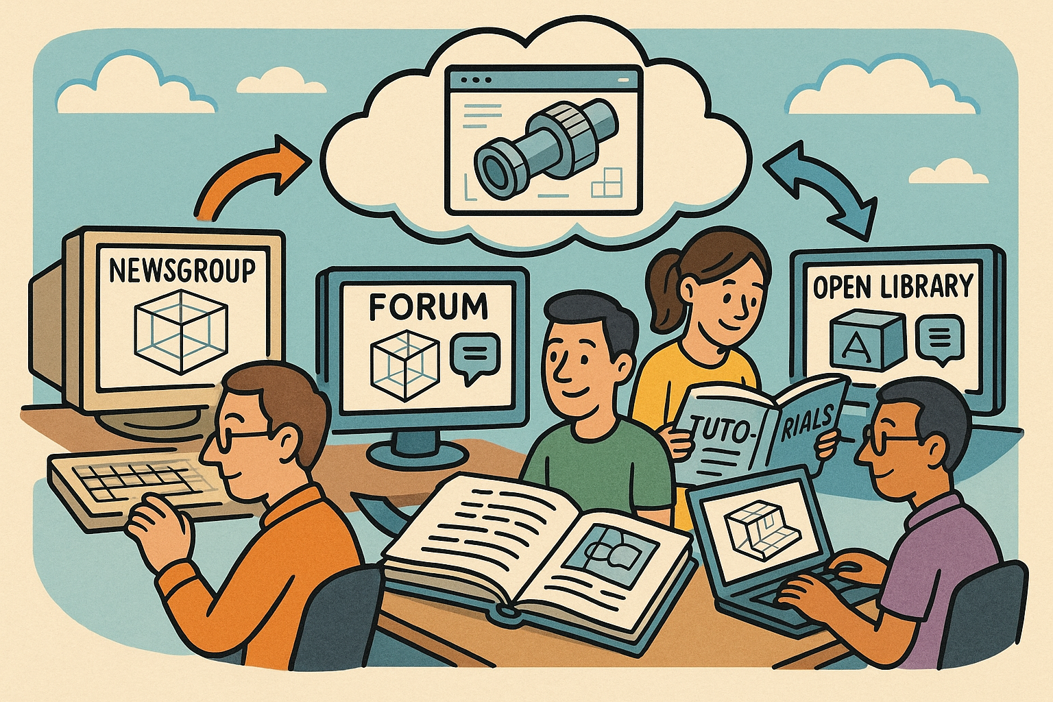 Design Software History: From Usenet to Cloud: How Forums, Tutorials, and Open Libraries Transformed CAD Practice