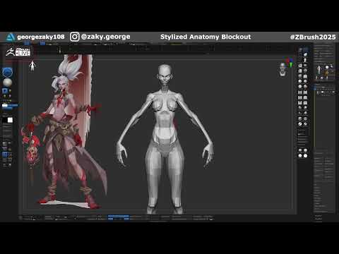 Stylized Anatomy Blockouts with George Zaky - Zbrush 2025: Day 21