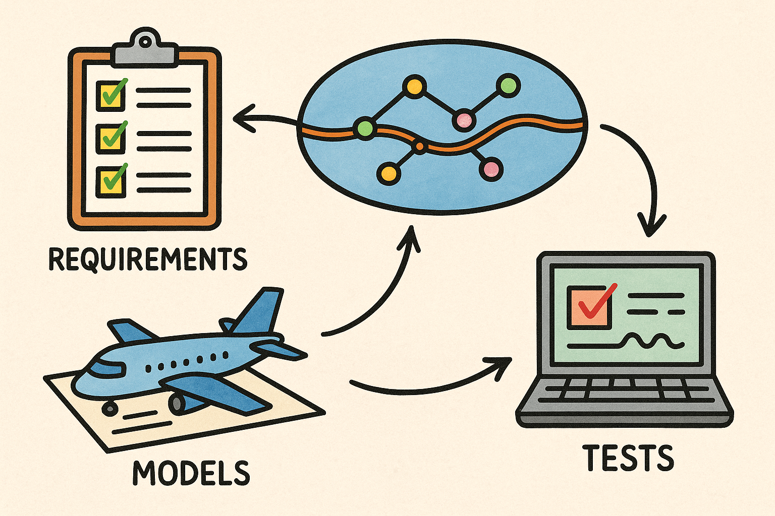 Semantics-First Digital Thread: Linking Requirements, Models, and Tests for Traceable Engineering