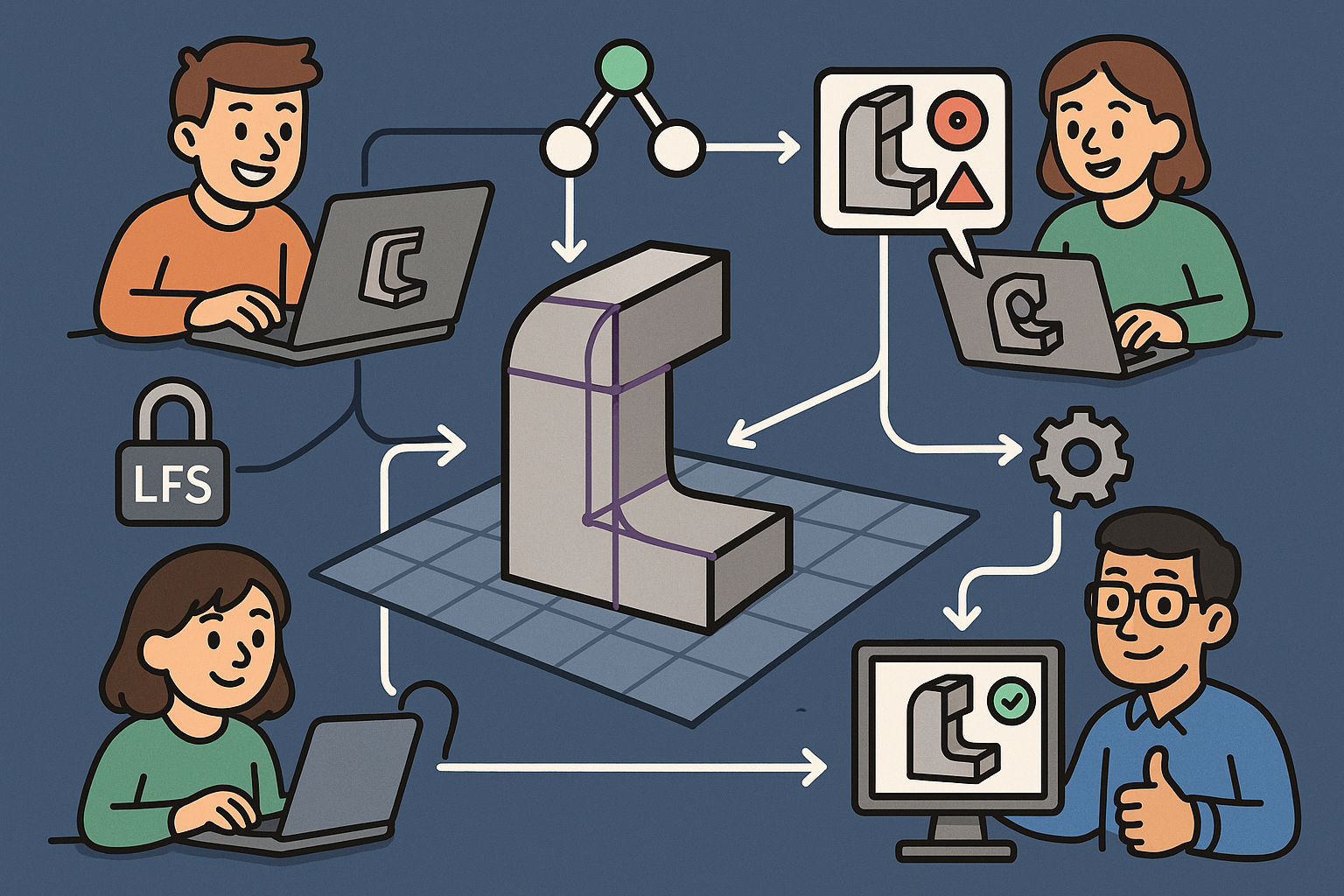 Geometry-Aware Version Control for CAD: Graph-Based Workflows, Semantic Diffs, LFS Locks, and Deterministic CI