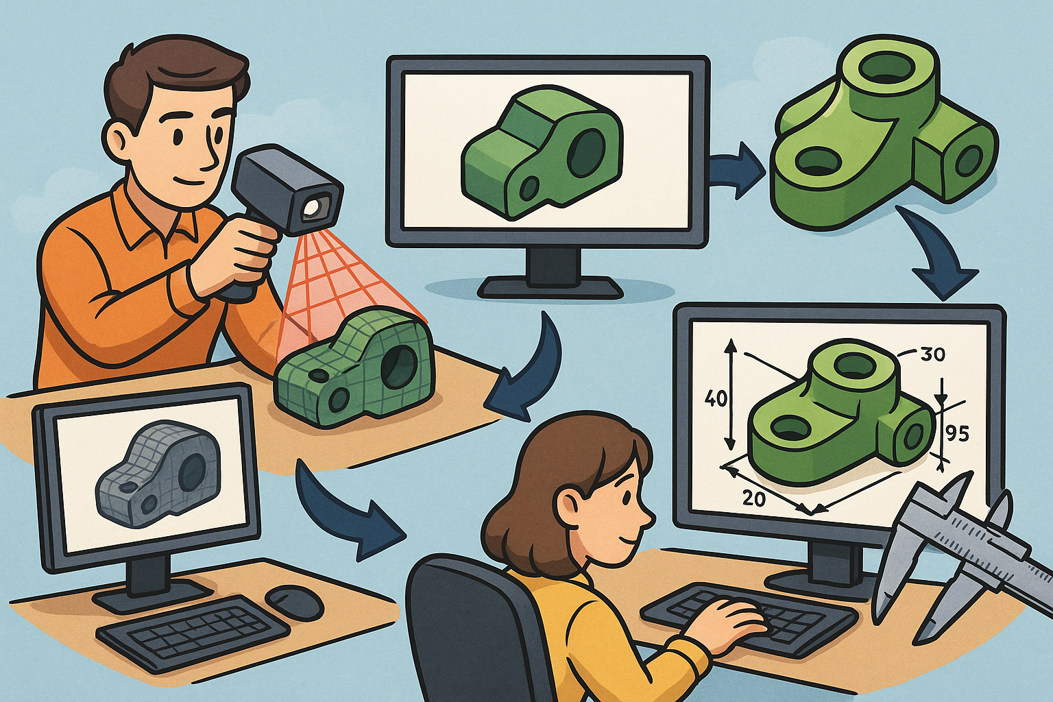 Scan-to-CAD Workflows: Precision Capture, Feature-Preserving Reconstruction, and Tolerance-Aware Parametric Rebuilds