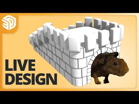 Modeling a 3D-Printable Castle for Nilpferd the Guinea Pig LIVE!
