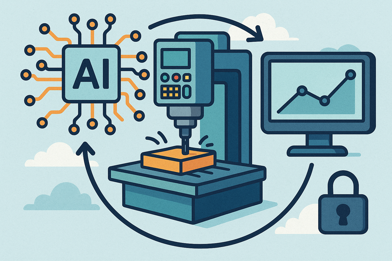 Edge AI for CAM Machines: Deterministic Closed-Loop Control, On-Device Optimization and Secure MLOps