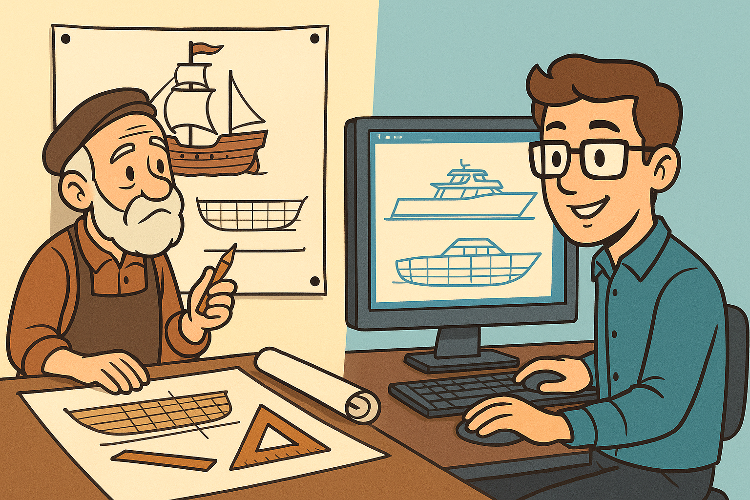 Design Software History: Early Innovations in Shipbuilding Design: From Hand-Drawn Blueprints to Digital CAD Systems