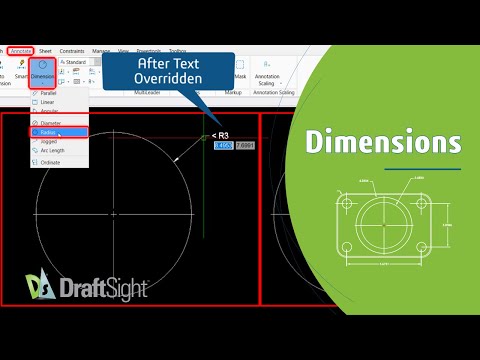 Create Radius Dimension for a Circle with Dimension Text Override from Toolbar