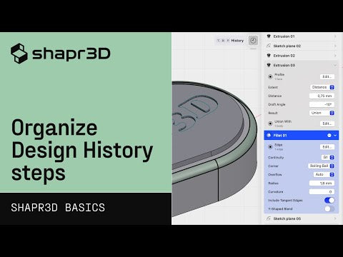Organize Design History steps: Motorcycle Cover Design part 5 | Shapr3D Basics