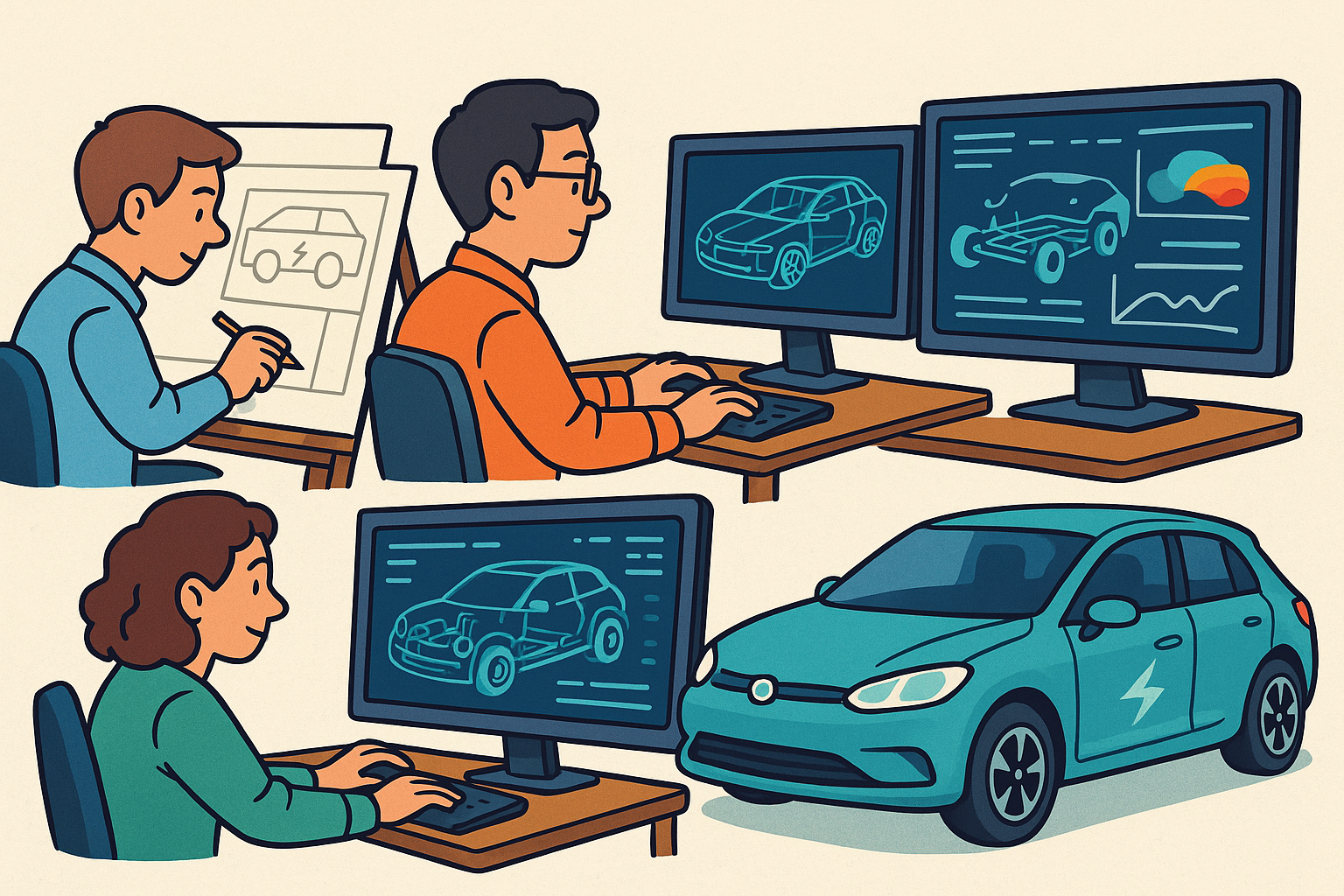 Design Software History: Evolution of Design Software in Electric Vehicle Engineering: From 2D Drafting to Advanced 3D Simulation and Integration of Multidisciplinary Approaches