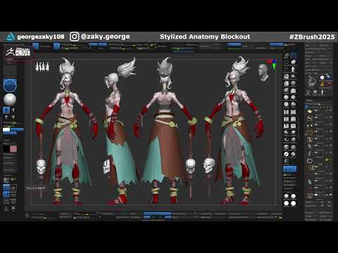 Stylized Anatomy Blockouts with George Zaky - Zbrush 2025: Day 26