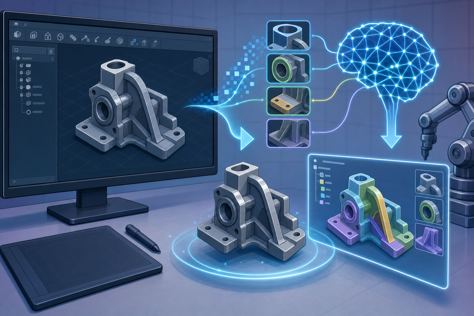 Machine Learning Feature Recognition in Advanced CAD Workflows