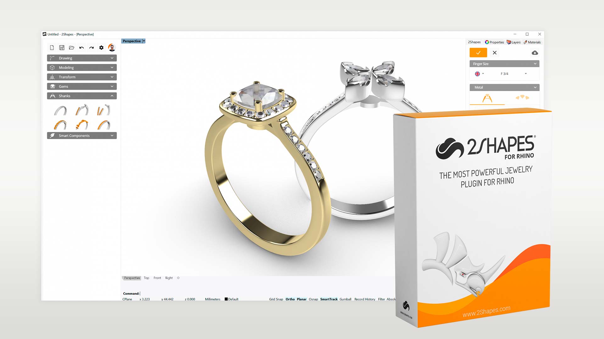 2Shapes for Rhino 4.0 is available - Create stunning jewel designs!