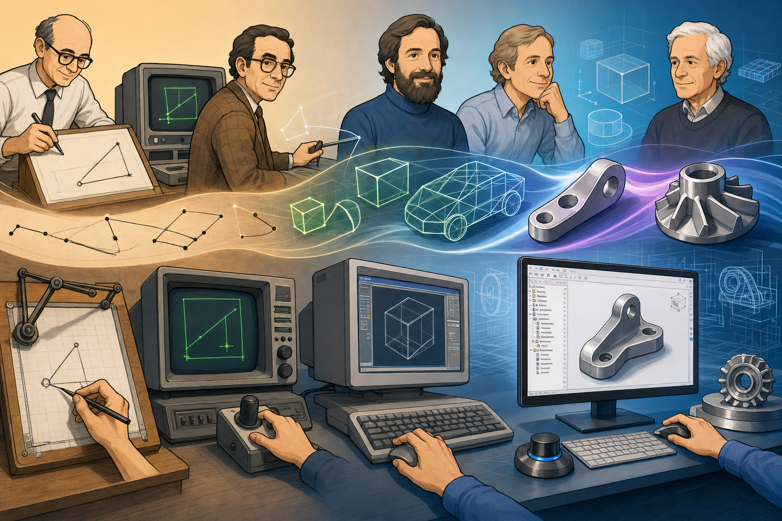 Design Software History: From Sketchpad to Parametric CAD: Pioneers of Interactive Geometry and Solid Modeling