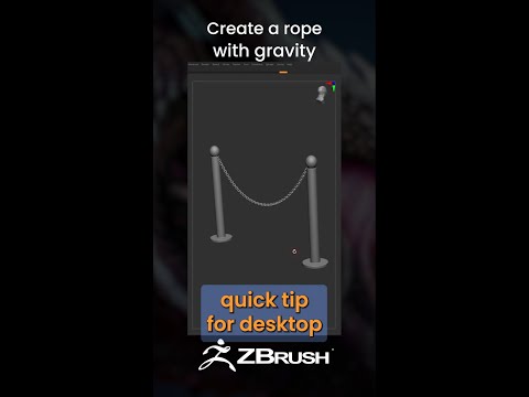 Use gravity dynamic simulation to get a natural hang for a rope or chain in ZBrush!