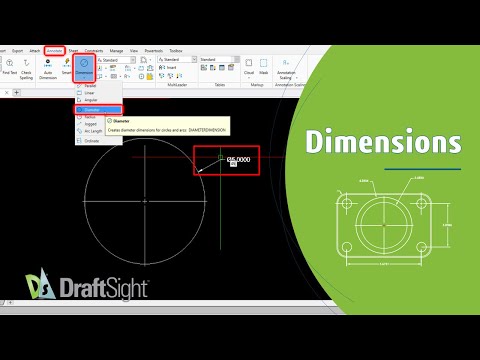 Create Diameter Dimension for a Circle at Angle from Toolbar