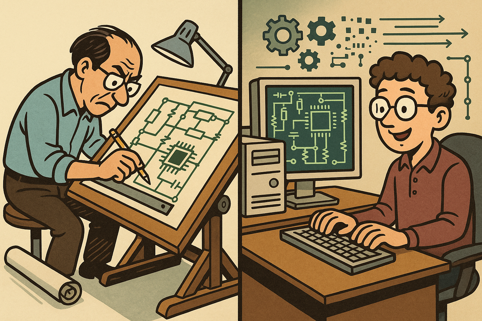 80 Drafting First Computer Program Design Software History: Early Electronics CAD: From Manual Drafting t