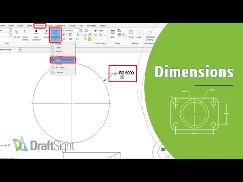 Create Radius Dimension for a Circle at an Angle From Toolbar