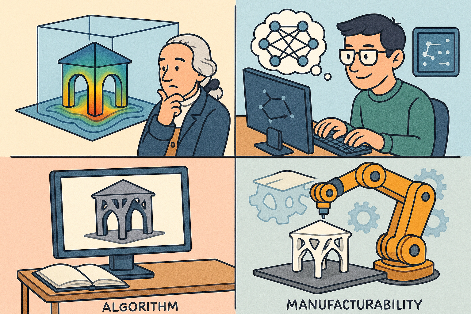 Design Software History: Simulation-Based Generative Design: Origins, Algorithms, Representations, and Manufacturability