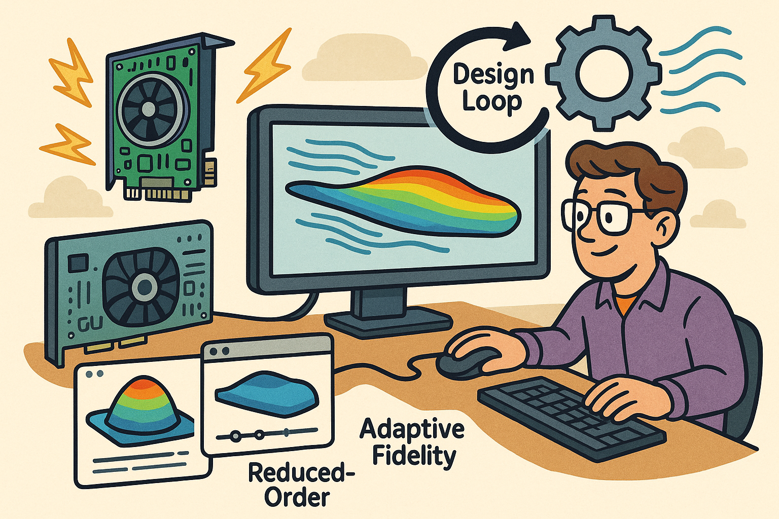 Real-time CAE in the Design Loop: GPU-Accelerated Solvers, Adaptive Fidelity, and Reduced-Order Workflows
