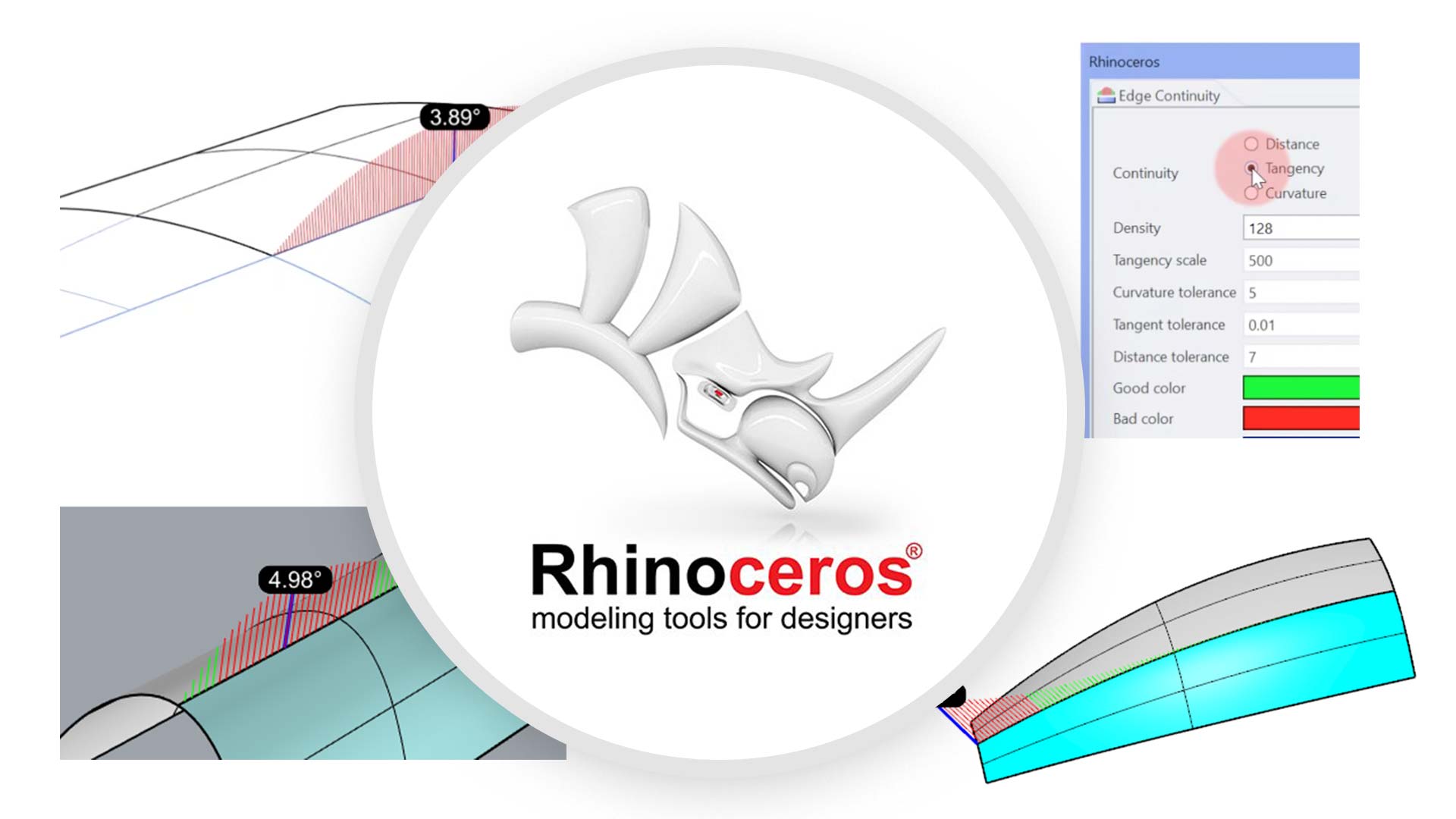 Rhino 7: Visualize distance, tangency or curvature with EdgeContinuity